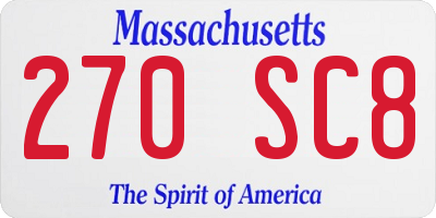 MA license plate 270SC8