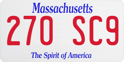 MA license plate 270SC9
