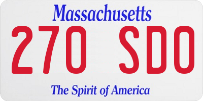 MA license plate 270SD0