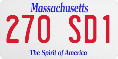 MA license plate 270SD1