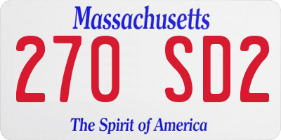 MA license plate 270SD2