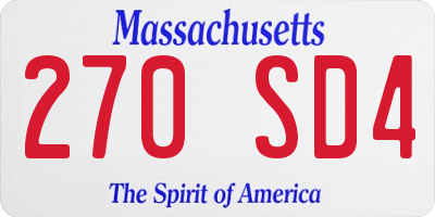 MA license plate 270SD4