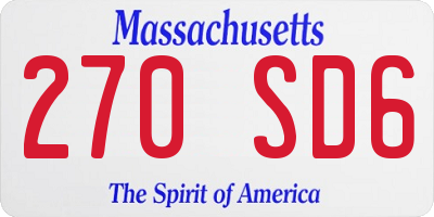 MA license plate 270SD6