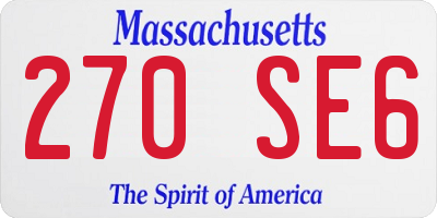 MA license plate 270SE6