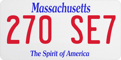 MA license plate 270SE7