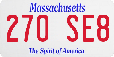 MA license plate 270SE8