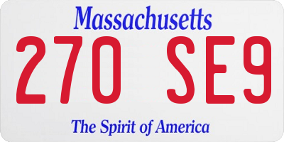 MA license plate 270SE9