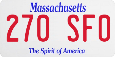 MA license plate 270SF0