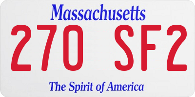 MA license plate 270SF2