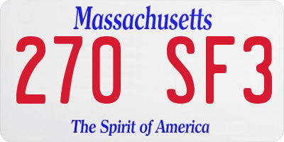 MA license plate 270SF3
