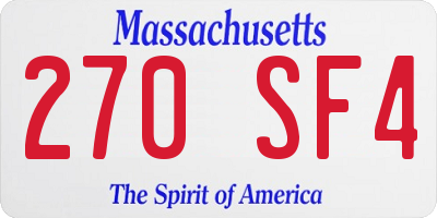 MA license plate 270SF4