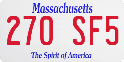 MA license plate 270SF5