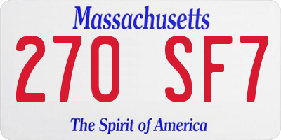 MA license plate 270SF7