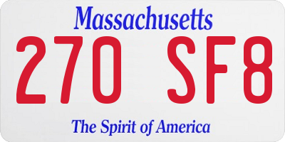 MA license plate 270SF8