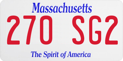 MA license plate 270SG2