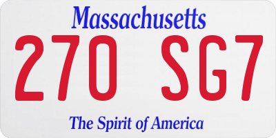 MA license plate 270SG7