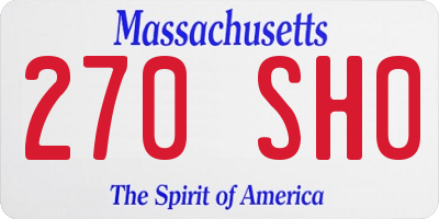 MA license plate 270SH0