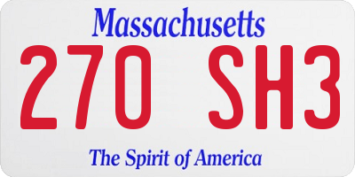 MA license plate 270SH3