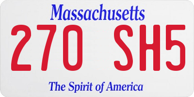 MA license plate 270SH5