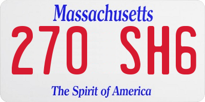 MA license plate 270SH6