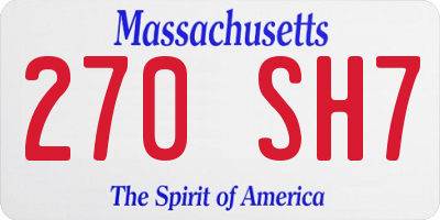 MA license plate 270SH7