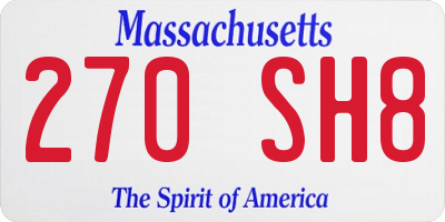 MA license plate 270SH8