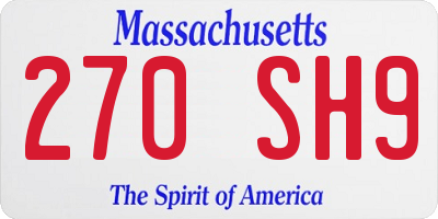 MA license plate 270SH9