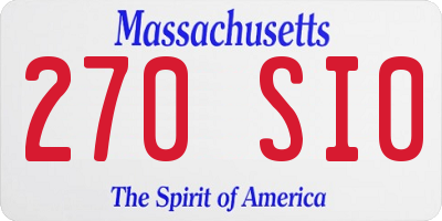 MA license plate 270SI0