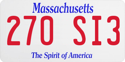 MA license plate 270SI3