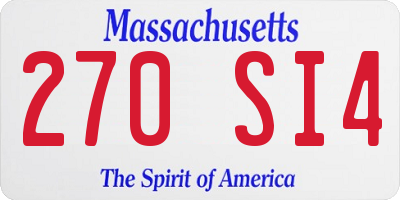 MA license plate 270SI4