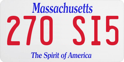MA license plate 270SI5