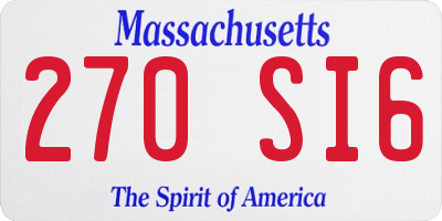 MA license plate 270SI6