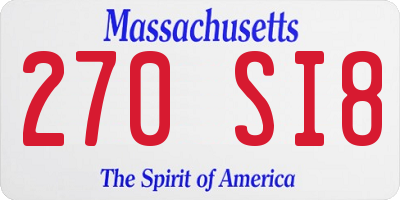 MA license plate 270SI8