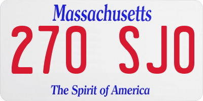 MA license plate 270SJ0