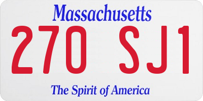 MA license plate 270SJ1