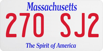 MA license plate 270SJ2