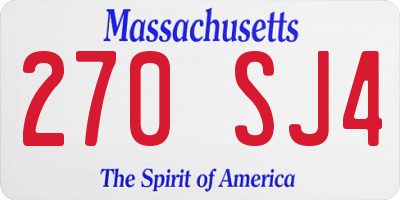 MA license plate 270SJ4