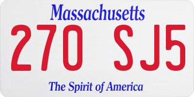 MA license plate 270SJ5