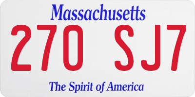 MA license plate 270SJ7