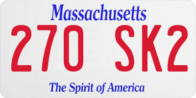 MA license plate 270SK2