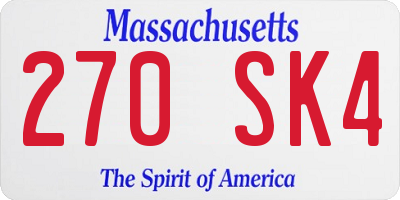 MA license plate 270SK4