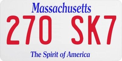 MA license plate 270SK7