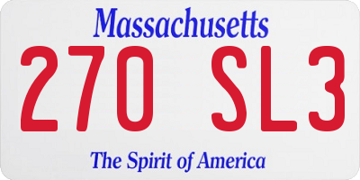 MA license plate 270SL3