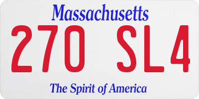 MA license plate 270SL4
