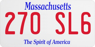 MA license plate 270SL6