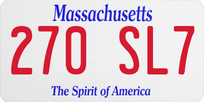 MA license plate 270SL7