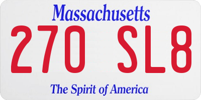 MA license plate 270SL8