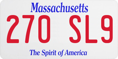 MA license plate 270SL9
