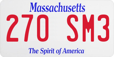 MA license plate 270SM3
