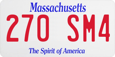 MA license plate 270SM4